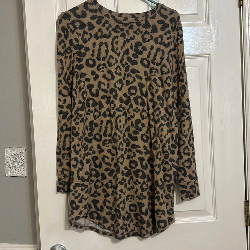 Cheetah Print Long Sleeve Dress
